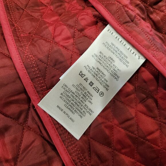 Burberry London Womens Size US 10 UK 12 Quilted Red Belted Button Up Jacket - Picture 12 of 16